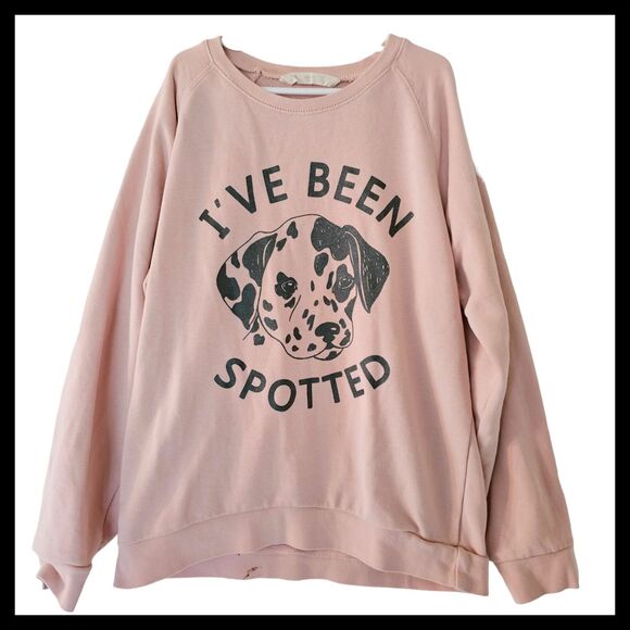 Mango Cute Dog Print Sweatshirt Cream Girls size 11 12 I've Been Spotted‎ - Picture 1 of 7